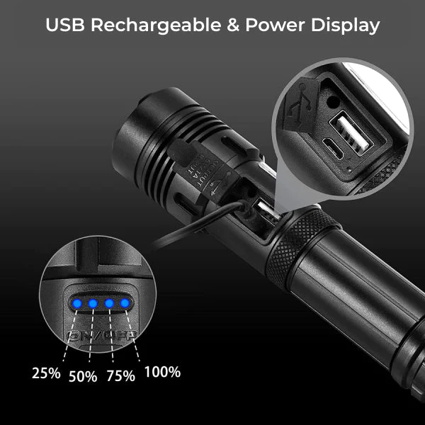 LED Tactical Flashlight - Super Bright Rechargeable Light for Outdoor, Camping, and Emergency Use