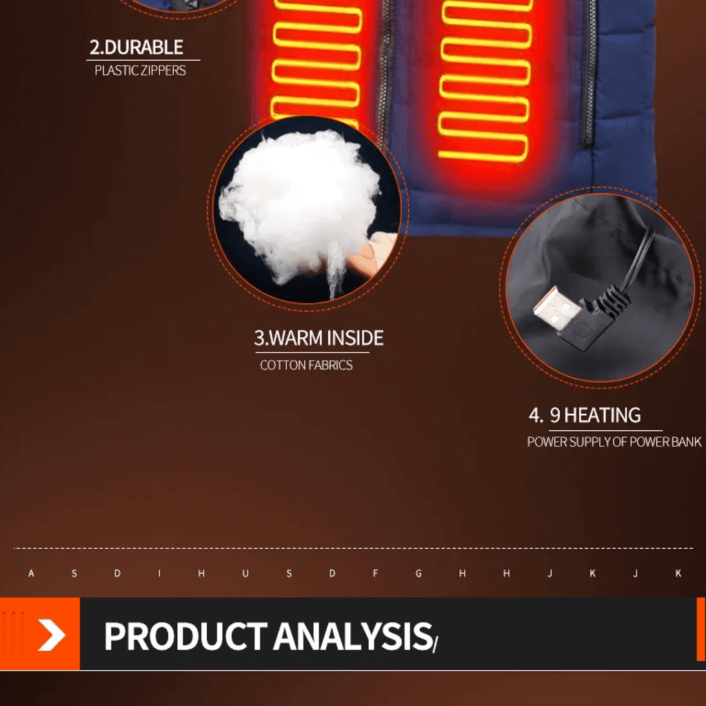 Electric Heated Vest Jacket | USB Powered, 9 Heating Zones & Windproof for Men and Women