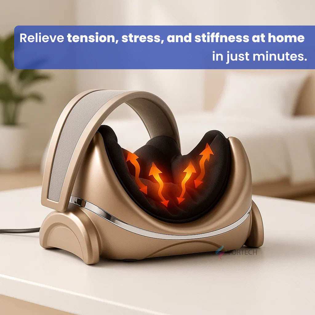 Neck Stretcher Massager - Portable Neck Massager, Electric Kneading Heat for Tension and Pain Relief