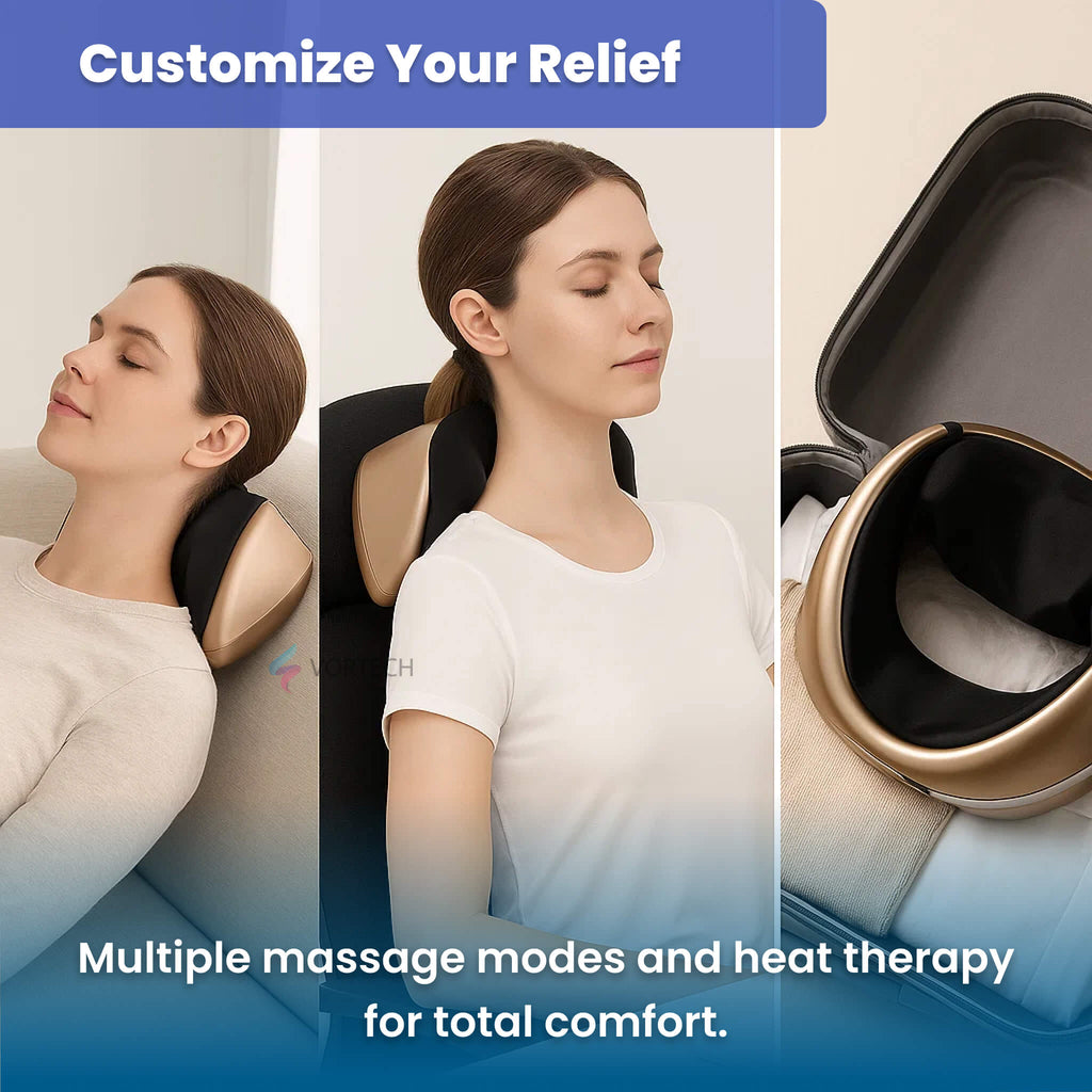 Neck Stretcher Massager - Portable Neck Massager, Electric Kneading Heat for Tension and Pain Relief