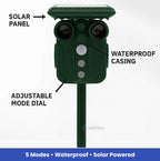Ultrasonic Solar Deer Repeller | 5 Adjustable Modes, Waterproof & Eco-Friendly for Home Gardens and Yards