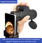 High Power 12X50 Monocular | Waterproof, Lightweight with Smartphone Holder for Camping, Hiking & Wildlife Observation