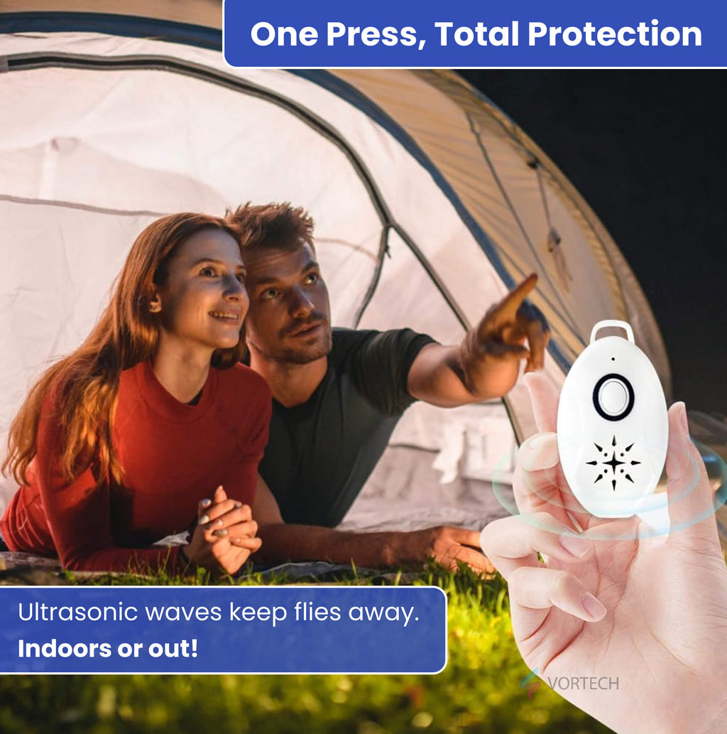 Portable Ultrasonic Fly Repellent | Battery Operated, Pet-Friendly & Ideal for Indoor and Outdoor Use