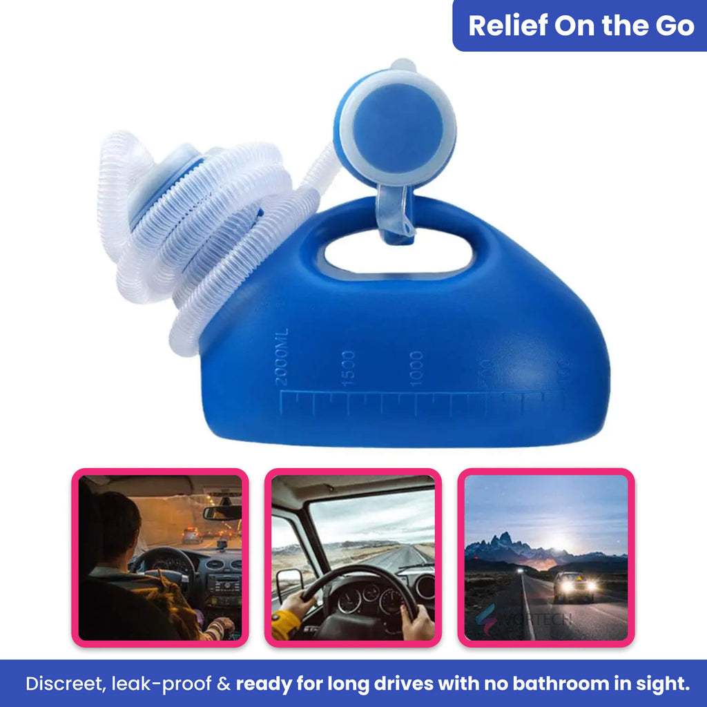 Portable Urine Travel Container | 2000ML Leak-Proof Design for Men & Women, Ideal for Camping, Hospitals, and Road Trips