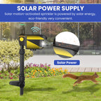 Motion-activated sprinkler with animal sensor for outdoor lawn. Ideal for repelling deer and other pests using water for deterrence.