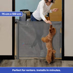 Retractable Dog & Baby Safety Gate | No-Drill Installation, Durable Mesh & Ideal for Doorways and Stairs