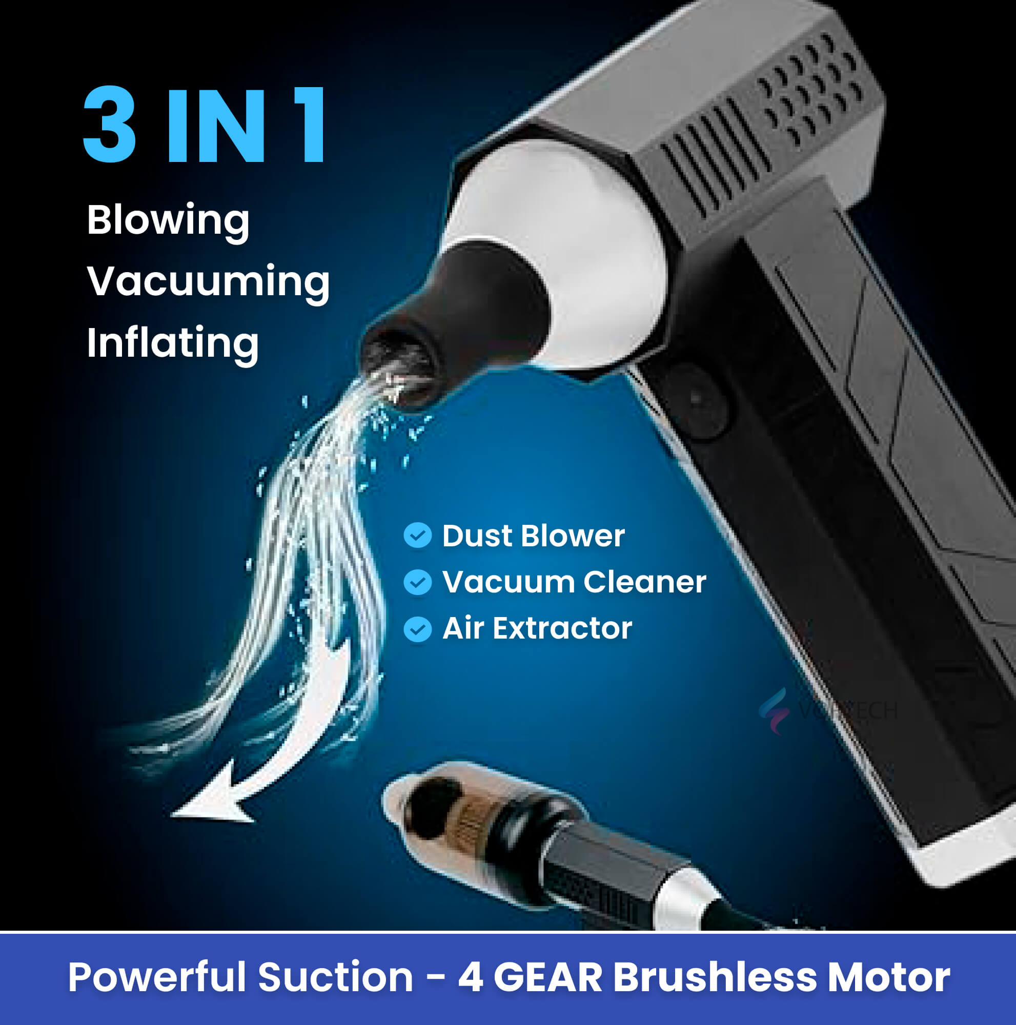 Portable Car Vacuum Cleaner | Wireless, Lightweight & Versatile for Home, Garage & Auto Cleaning