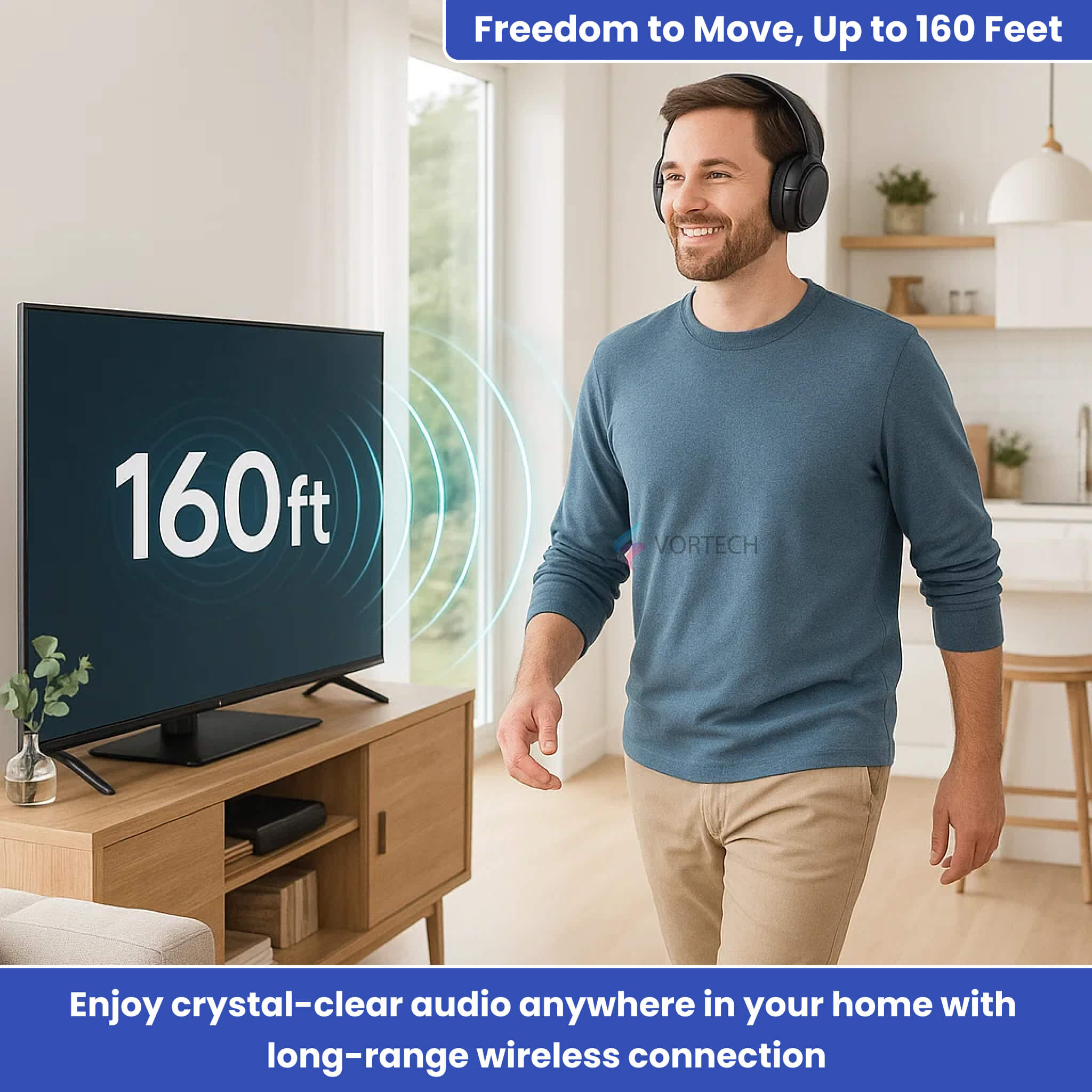 Wireless TV Headphones | Noise-Cancelling, Comfortable Fit & Ideal for Home Entertainment