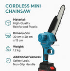 Cordless Electric Chainsaw | Lightweight, Ergonomic Design & Ideal for Effortless Garden Trimming