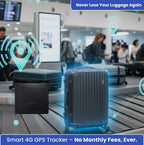 4G Luggage GPS Tracker with Real-Time Location | No Subscription, Geofencing Alerts & Anti-Theft Design for Travel Security