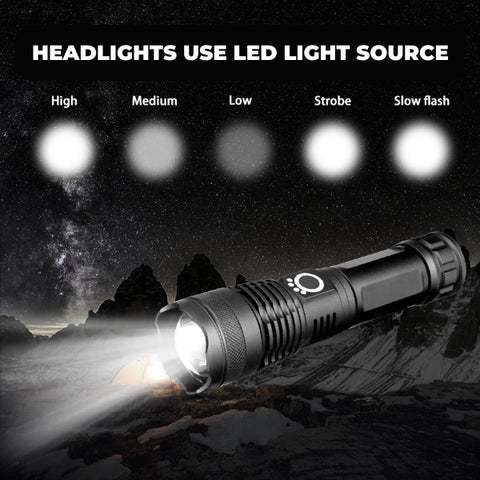 LED Tactical Flashlight - Super Bright Rechargeable Light for Outdoor, Camping, and Emergency Use