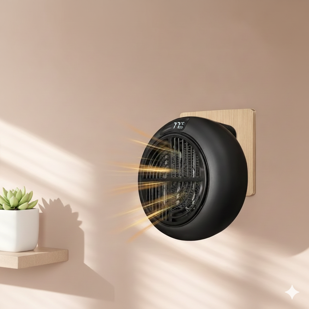 Low Energy Plug-In Wall Heater | 600W Eco-Friendly PTC Ceramic Space Warmer with Digital Thermostat & 12H Timer