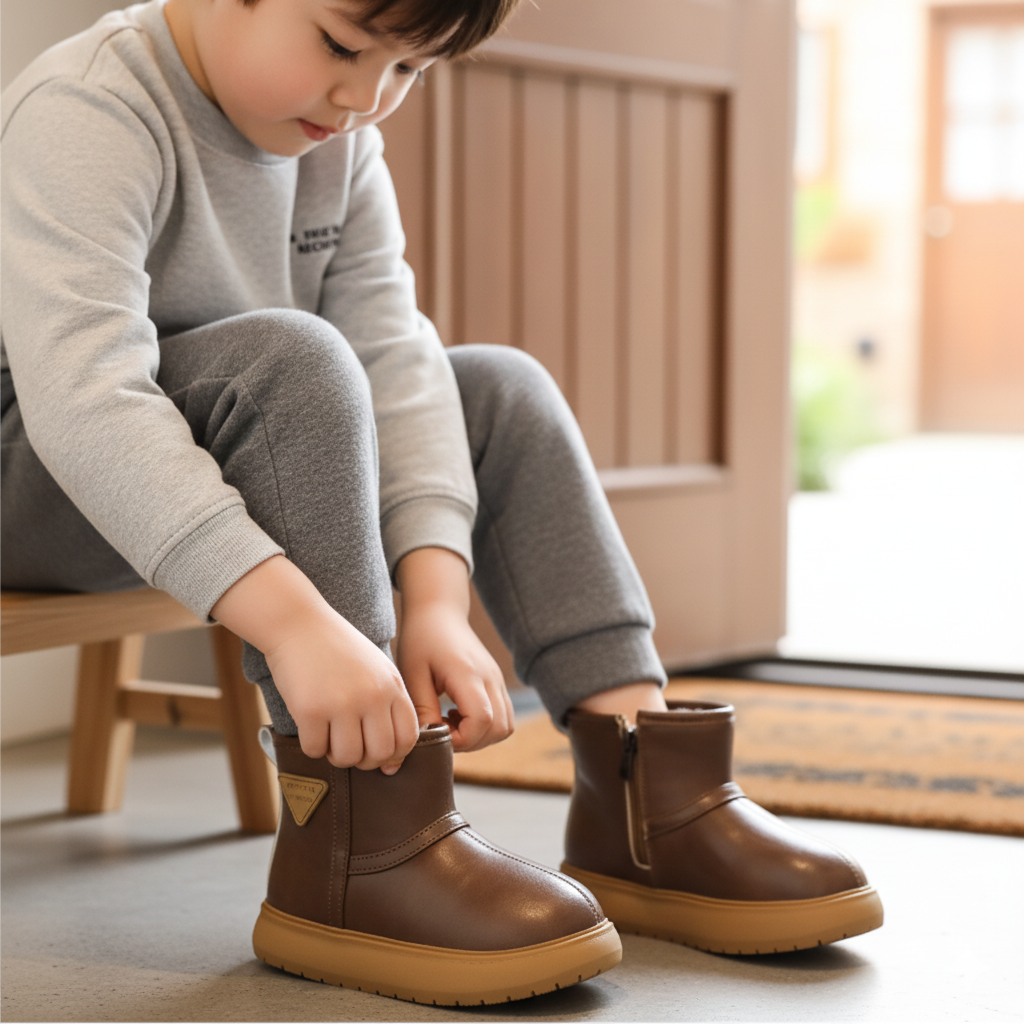 Kids’ Minimalist Waterproof Snow Boots | Ultra-Warm Thermal Plush Lining with Easy-Zip Closure and Anti-Slip EVA Sole