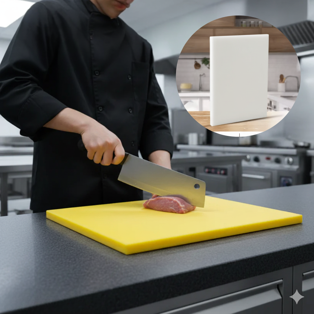 Industrial Grade HDPE Cutting Board | Antibacterial High-Density Polyethylene with Non-Porous Surface and Heavy-Duty Durability