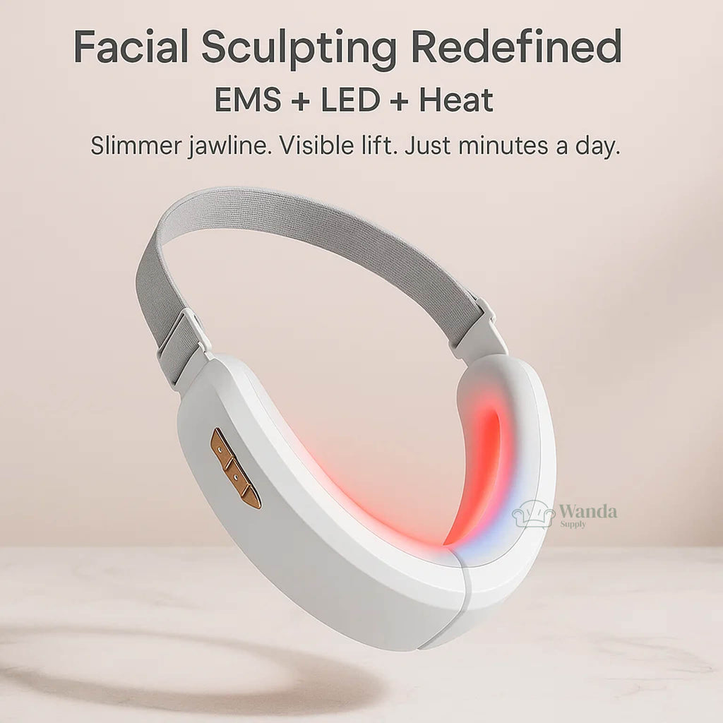 Double Chin Reducing Massager | E.M.S. & LED Light Therapy for Facial Sculpting and Contoured Jawline at Home