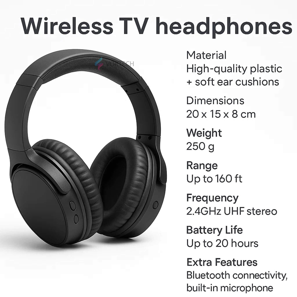 Wireless TV Headphones | Noise-Cancelling, Comfortable Fit & Ideal for Home Entertainment