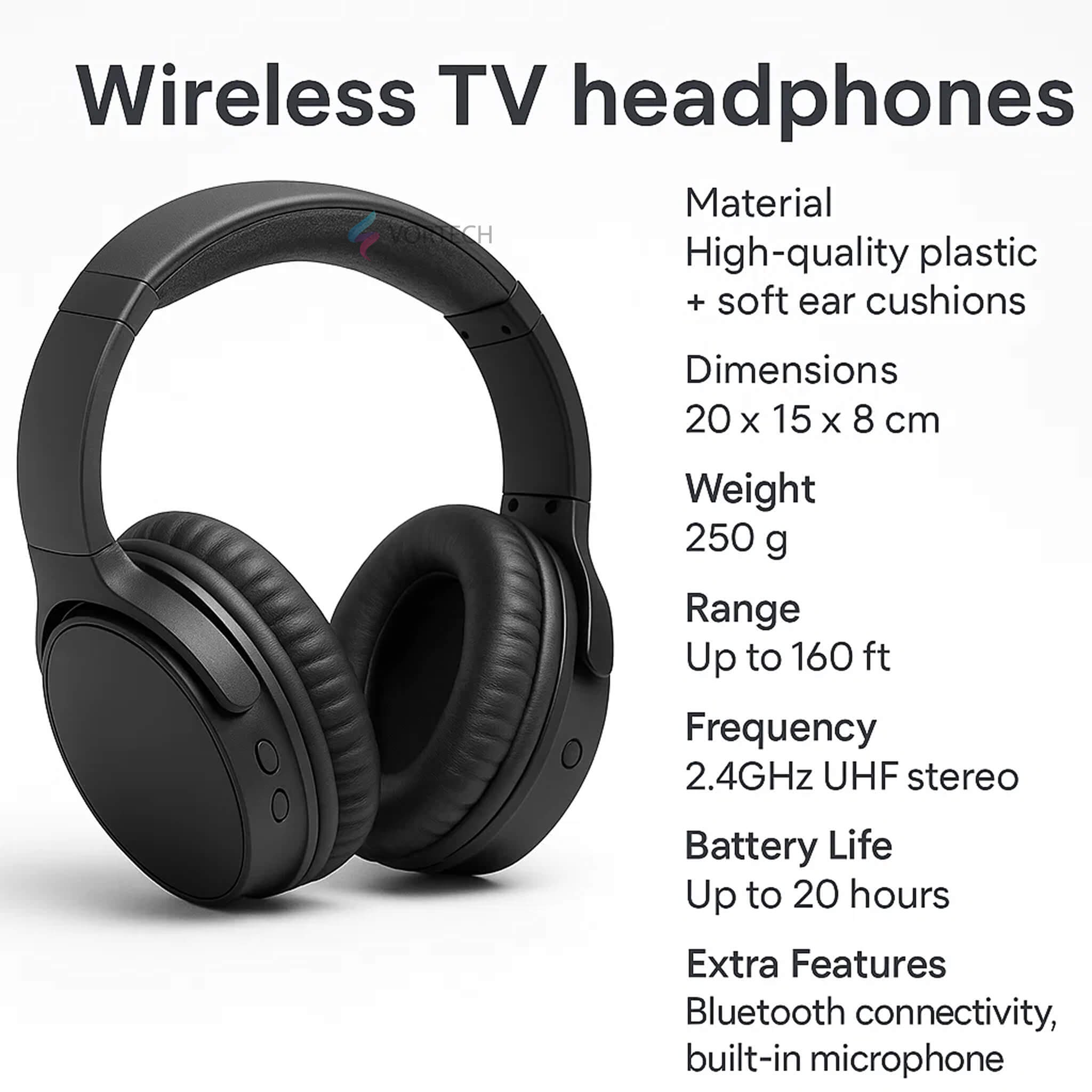 Wireless TV Headphones | Noise-Cancelling, Comfortable Fit & Ideal for Home Entertainment