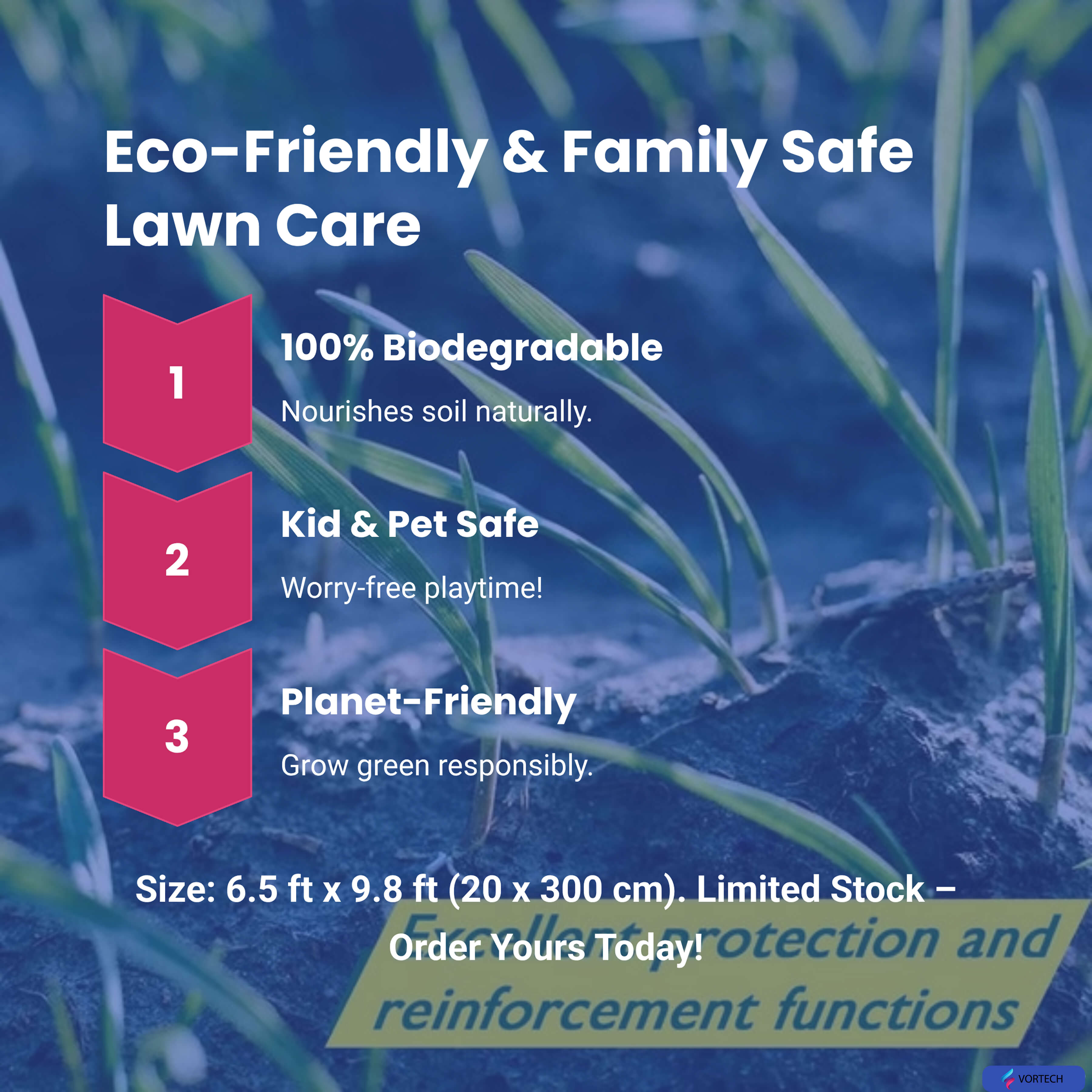 Biodegradable Grass Seed Mat | All-in-One Growth System for Quick Results in Gardens, Yards & Slopes