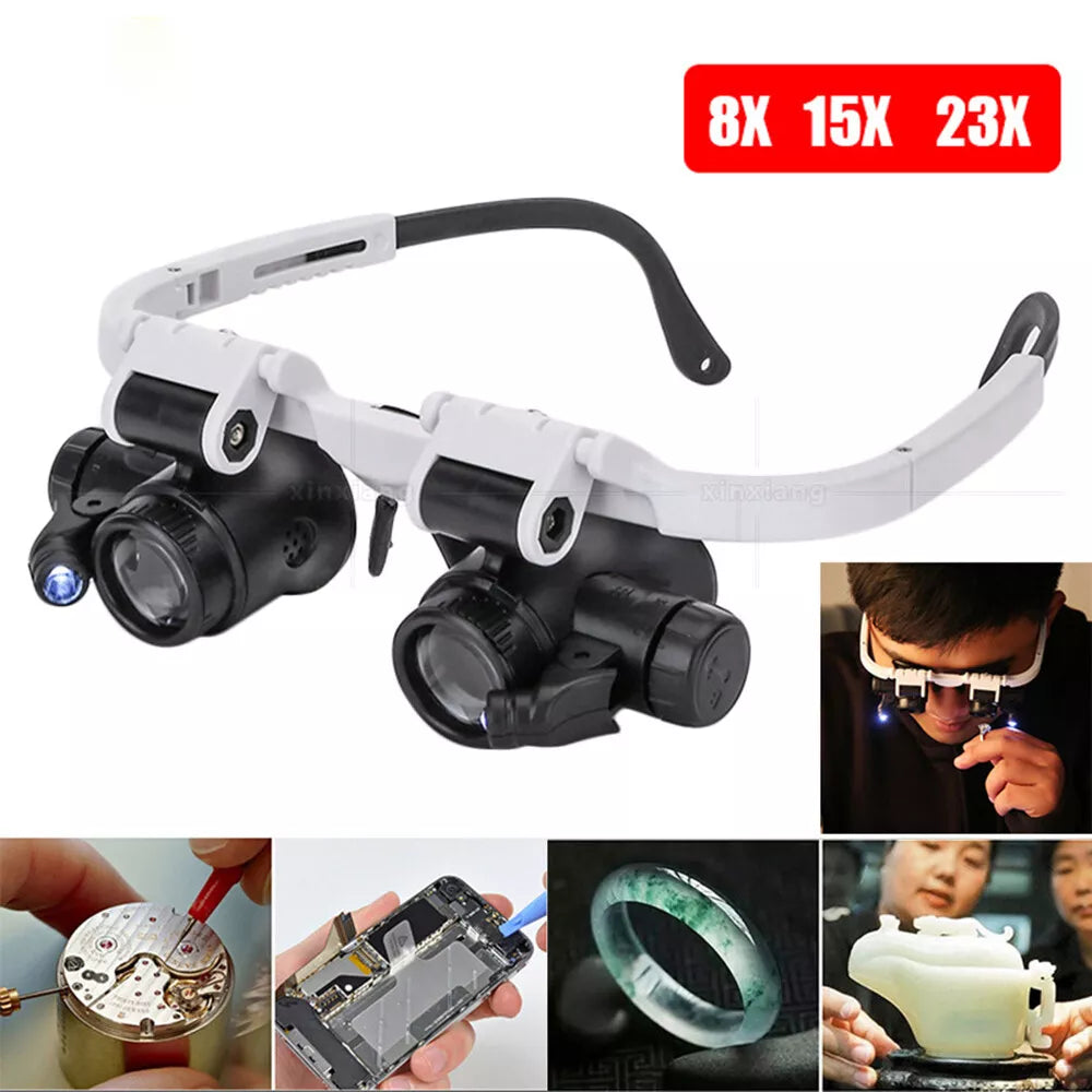 LED Magnifier Glasses with Adjustable Lens – High Precision for Detailed Work, Crafts, and Hobbies