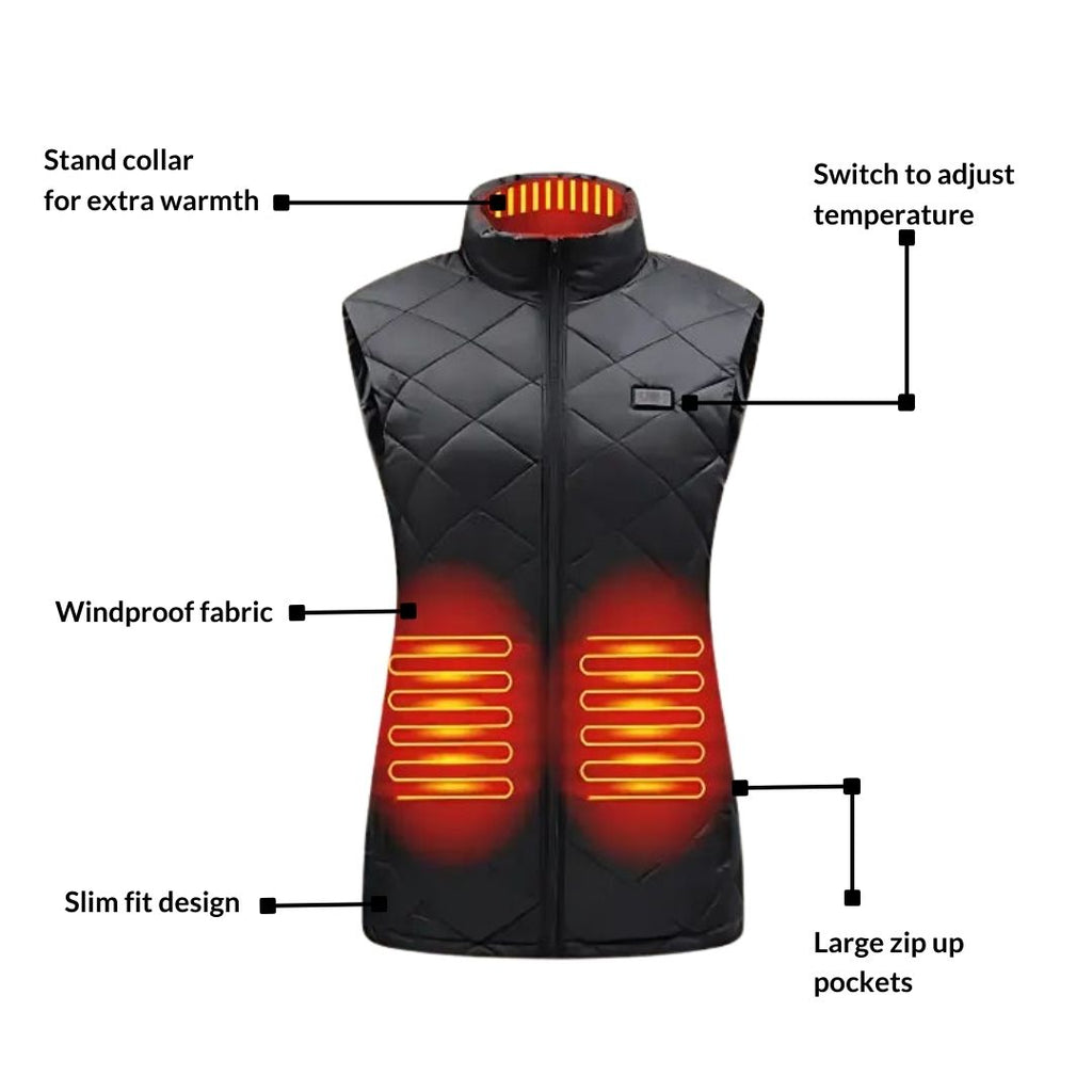 Women's Heated Gilet | 9 Heating Zones, Rechargeable & Lightweight for Cold Weather Adventures