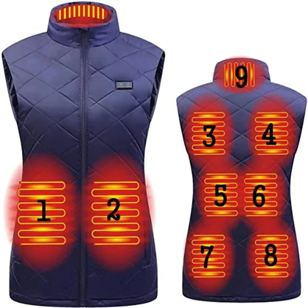 Women's Heated Gilet | 9 Heating Zones, Rechargeable & Lightweight for Cold Weather Adventures