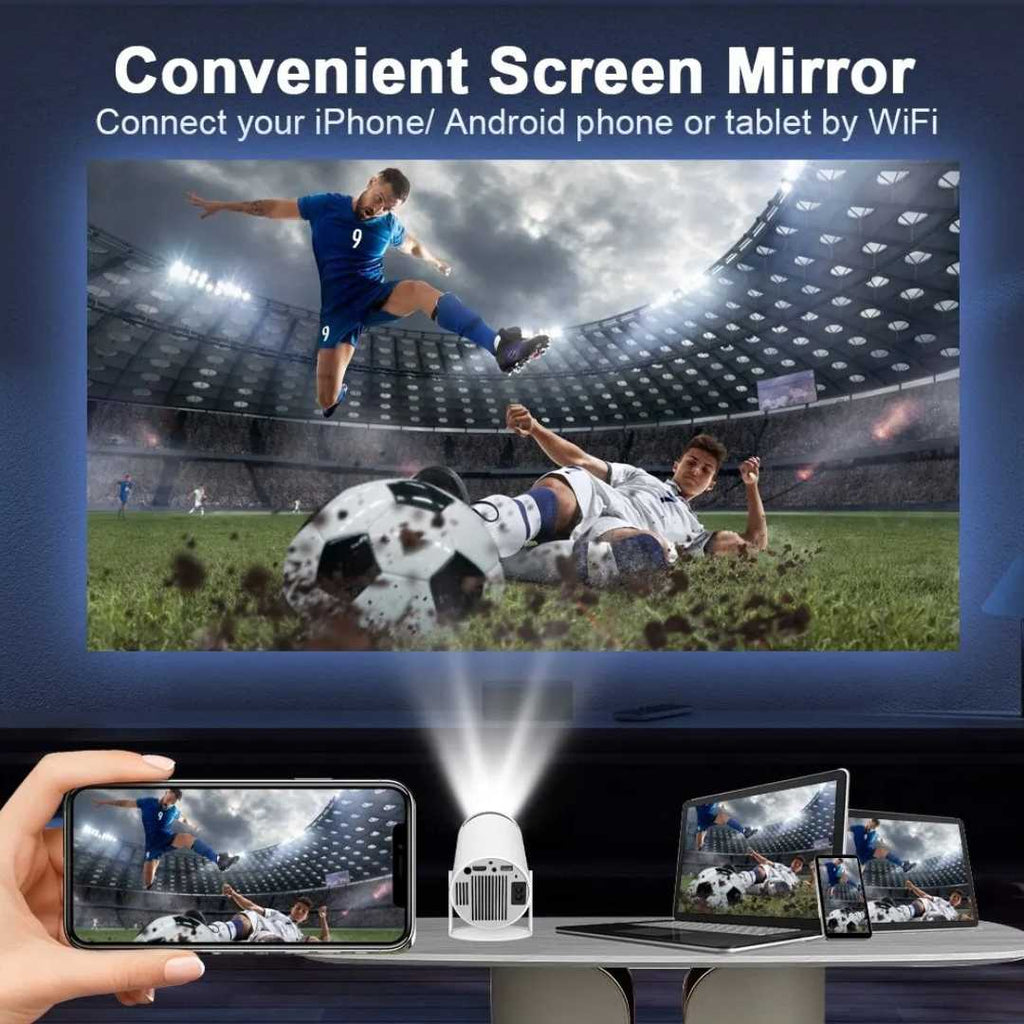 Portable 4K Projector with Remote Control - Mini Home Theater Projector for Movies, Gaming & Outdoor Use