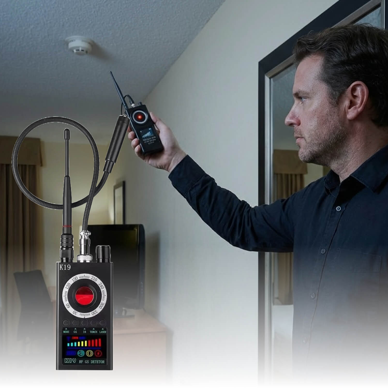 Hidden Camera Detector – RF Signal & Magnetic Scanner | K19