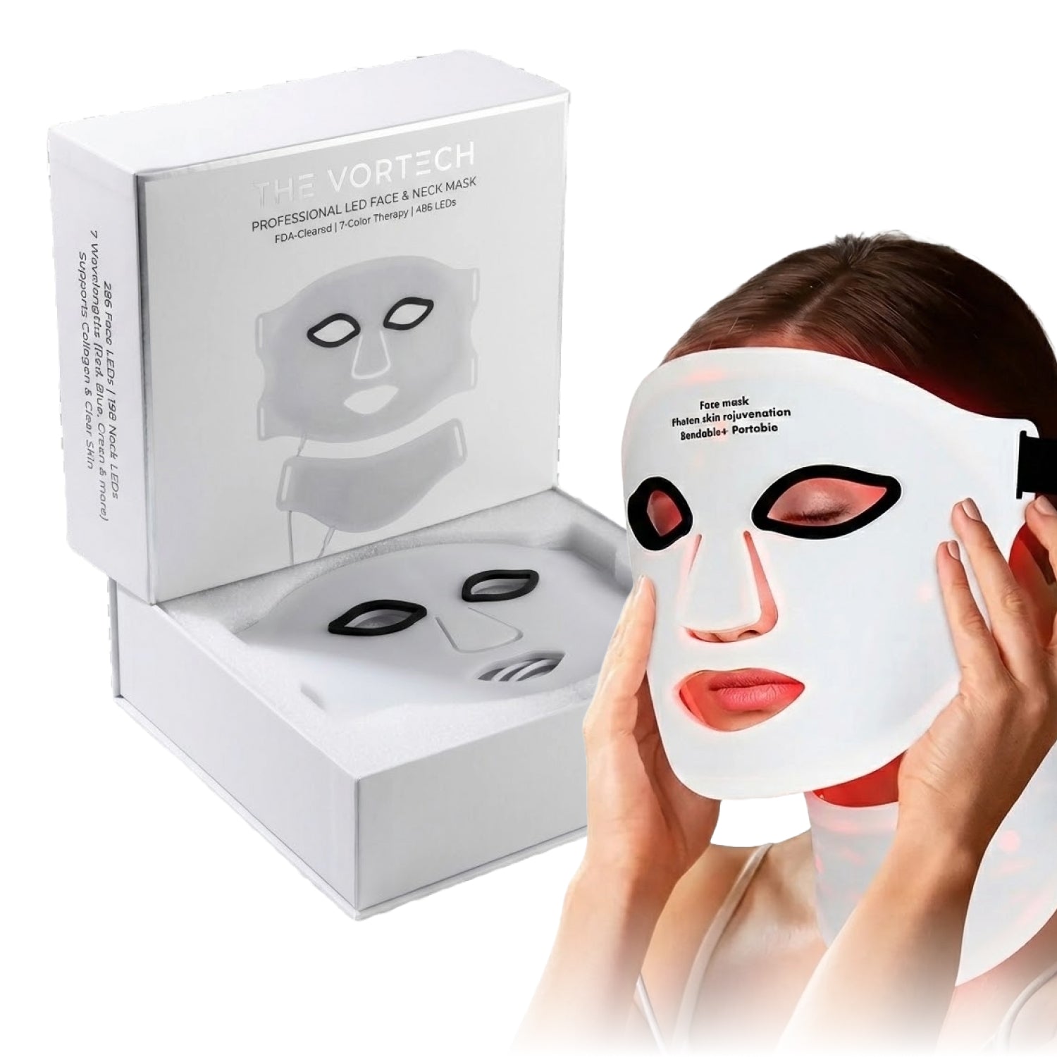 7 Color LED Face & Neck Mask – High Density Light Coverage