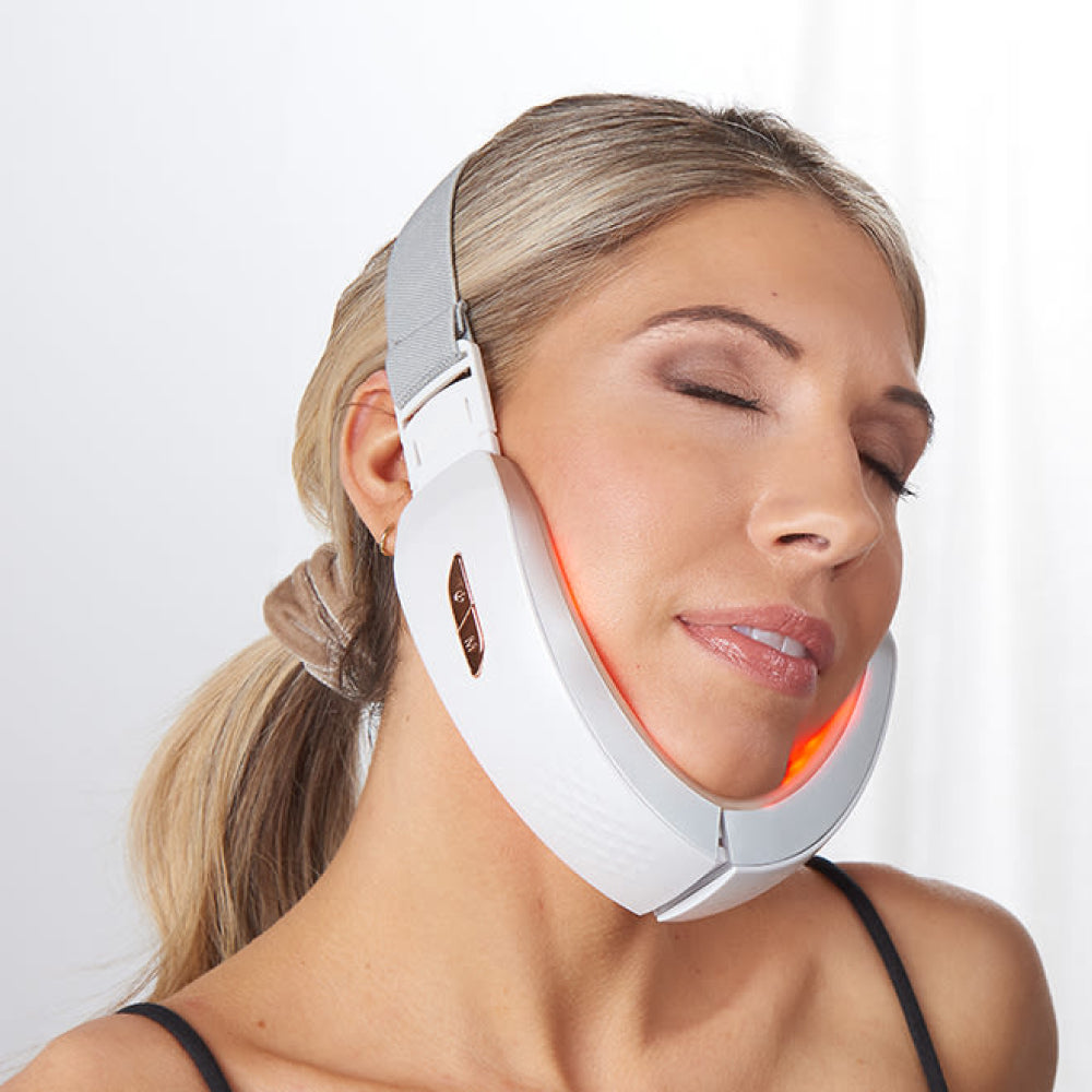 Double Chin Reducing Massager | E.M.S. & LED Light Therapy for Facial Sculpting and Contoured Jawline at Home