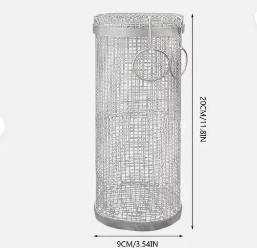 Stainless Steel BBQ Grill Basket | 360-Degree Rotating, Movable Door & Ideal for Grilling Vegetables, Meats, and Seafood