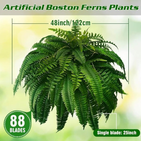 UV Resistant Lifelike Artificial Boston Fern | Realistic, Easy Maintenance & Ideal for Indoor/Outdoor Decoration