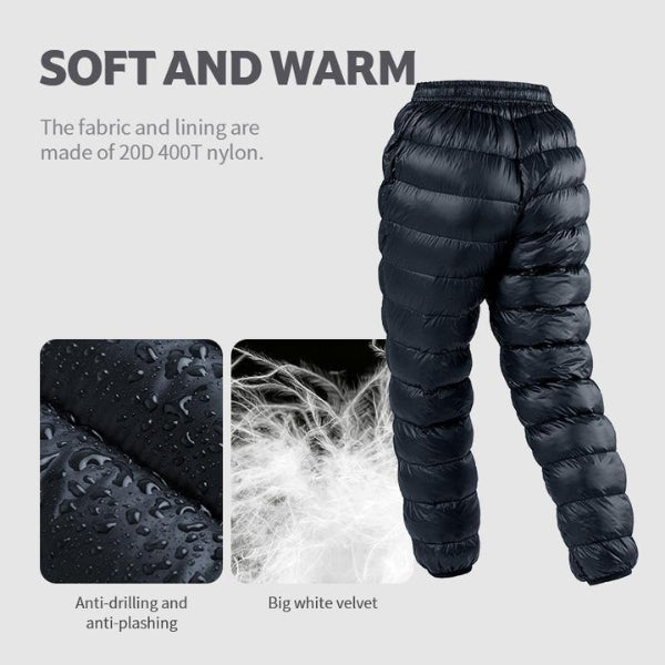Outdoor Thermal Goose Down Pants | Lightweight, Windproof & Ideal for Skiing, Snowboarding, and Cold Weather Adventures