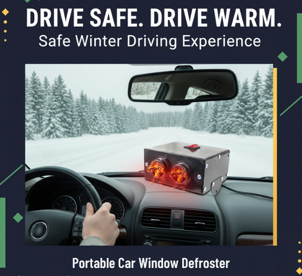 Portable Car Window Defroster | 12V-24V, Powerful Heat Motor & Compact Design for Winter Vehicle Heating