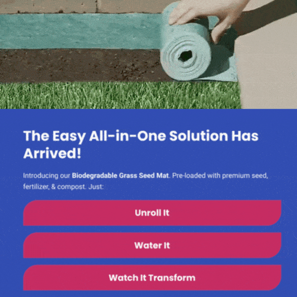 Biodegradable Grass Seed Mat | All-in-One Growth System for Quick Results in Gardens, Yards & Slopes