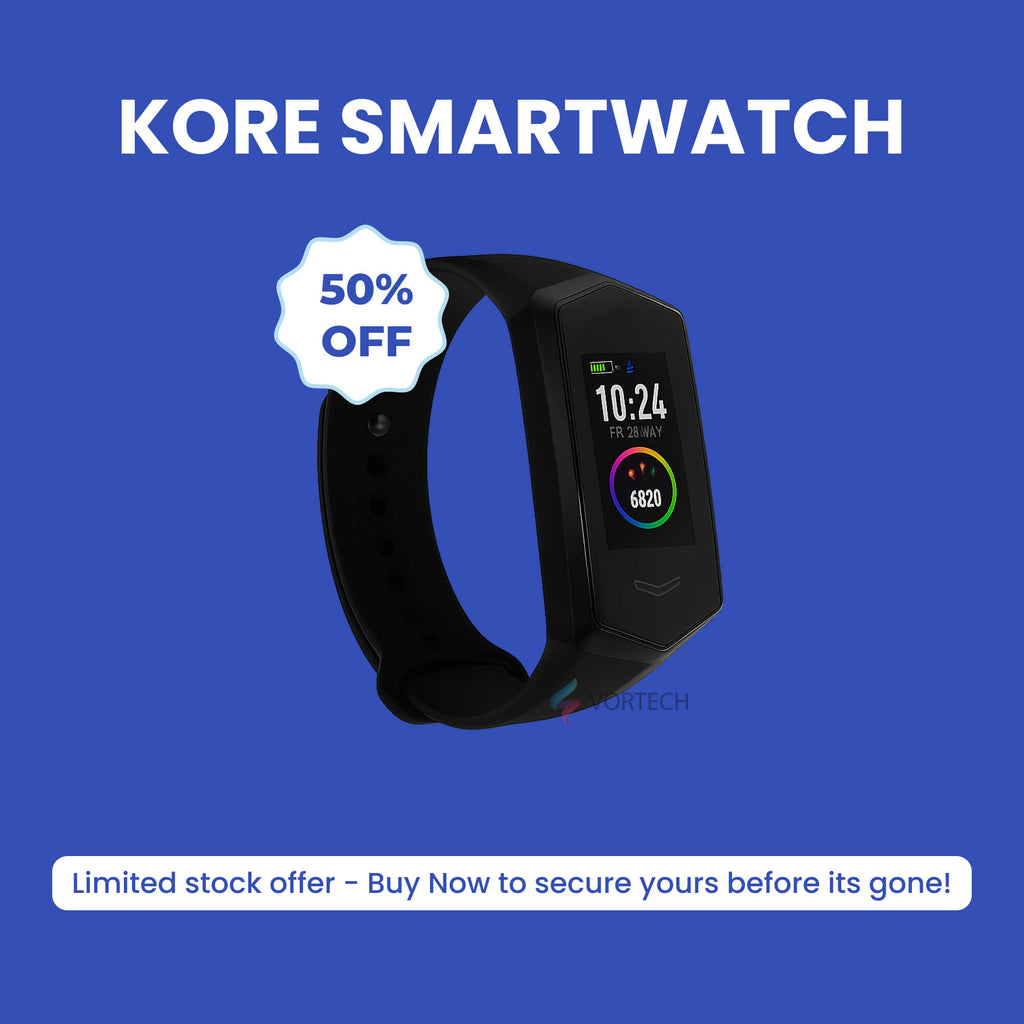 Kore Smartwatch | Heart Rate Monitoring, IP67 Waterproof & Ideal for Seniors' Health Tracking