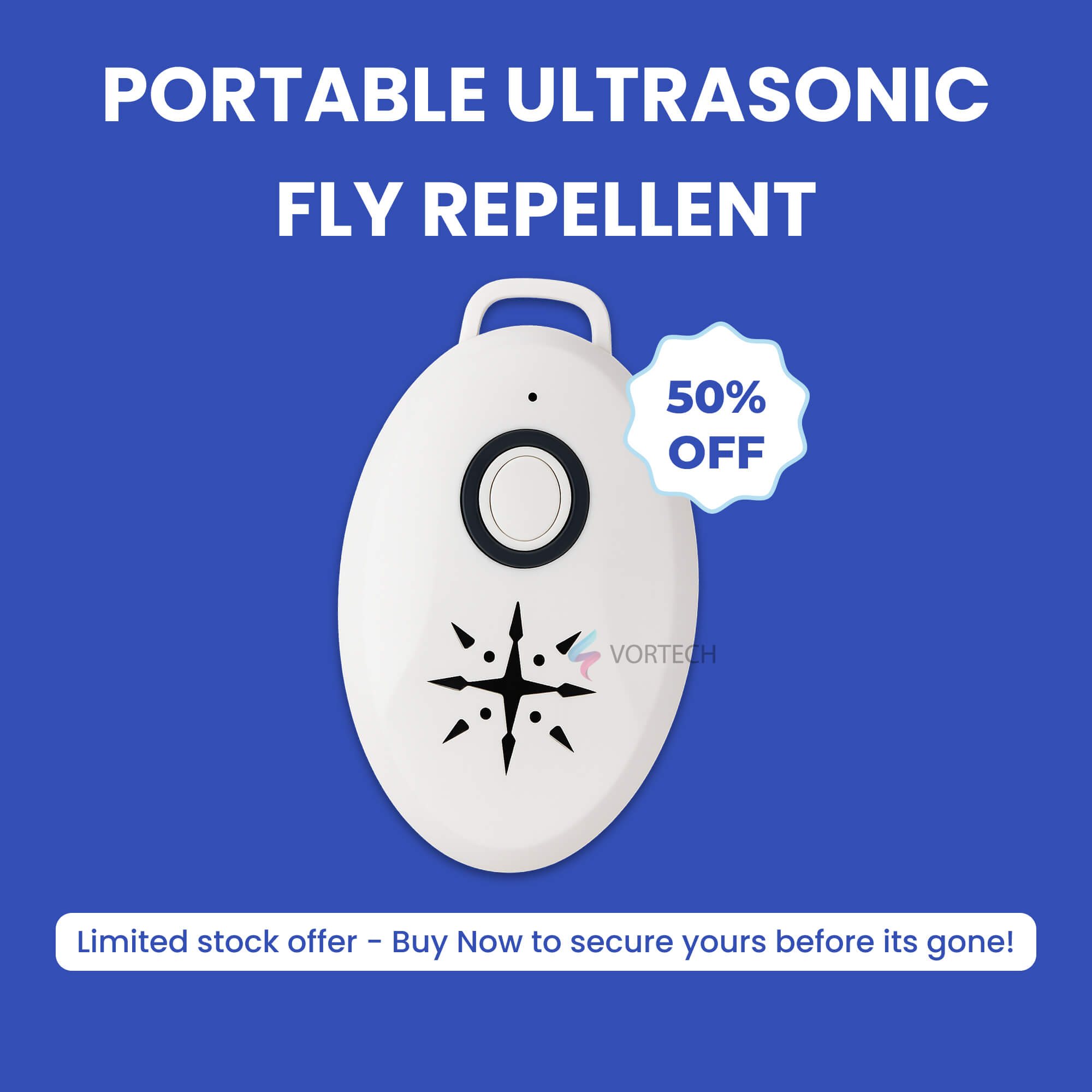 Portable Ultrasonic Fly Repellent | Battery Operated, Pet-Friendly & Ideal for Indoor and Outdoor Use