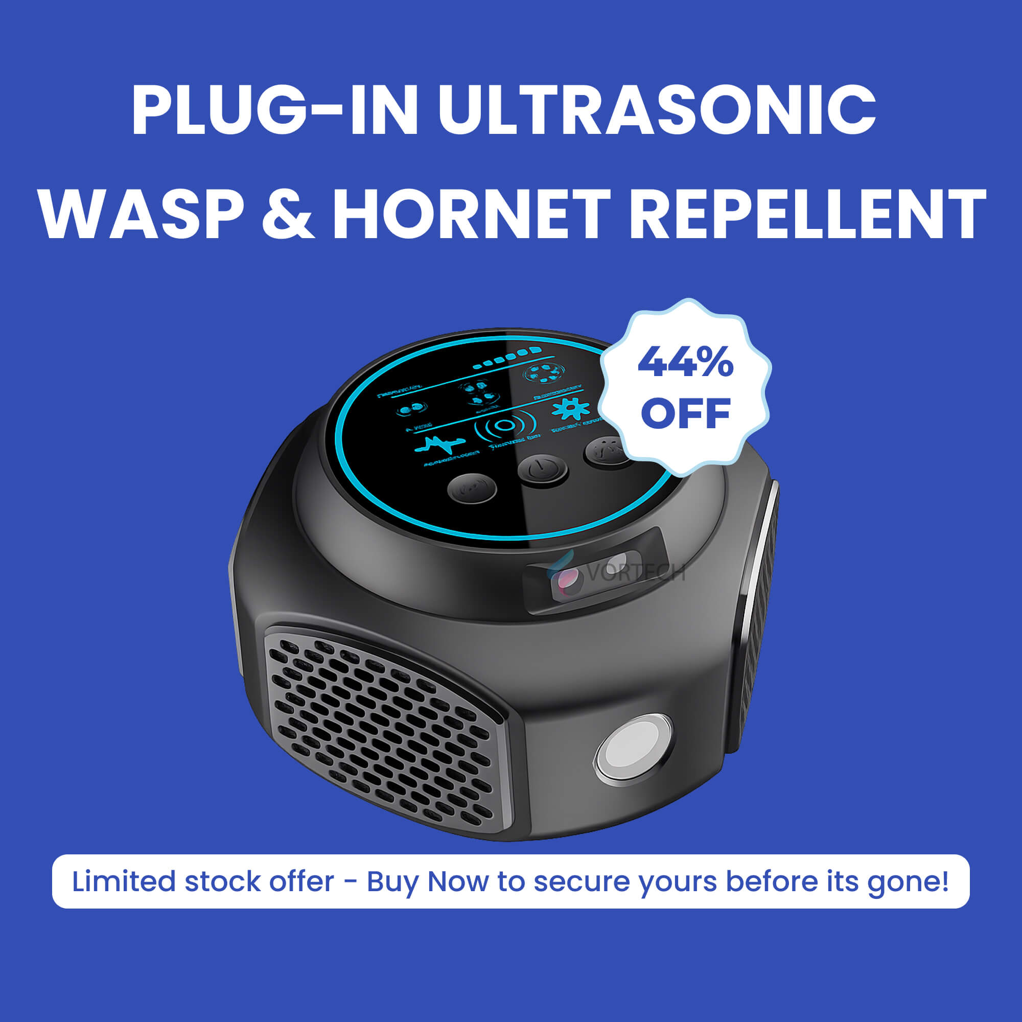 Ultrasonic Wasp & Hornet Repellent Plug-In | Chemical-Free Indoor & Outdoor Protection to Prevent Nests Around Home, Pool or Patio (3200 sq. ft.)