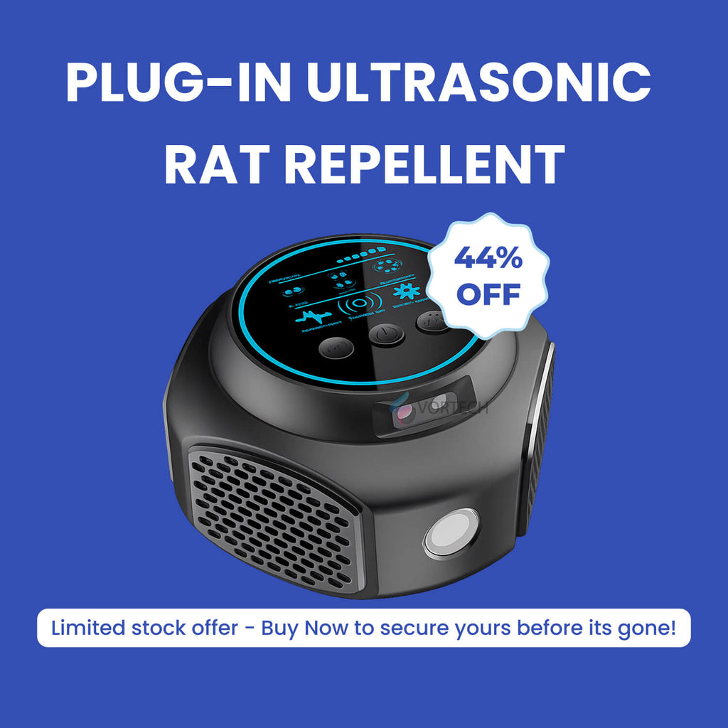 Plug-In Ultrasonic Rat Repellent | 4-Speaker Electronic Rodent Deterrent for Indoor Use – Silent, Chemical-Free & 3200 sq. ft. Coverage