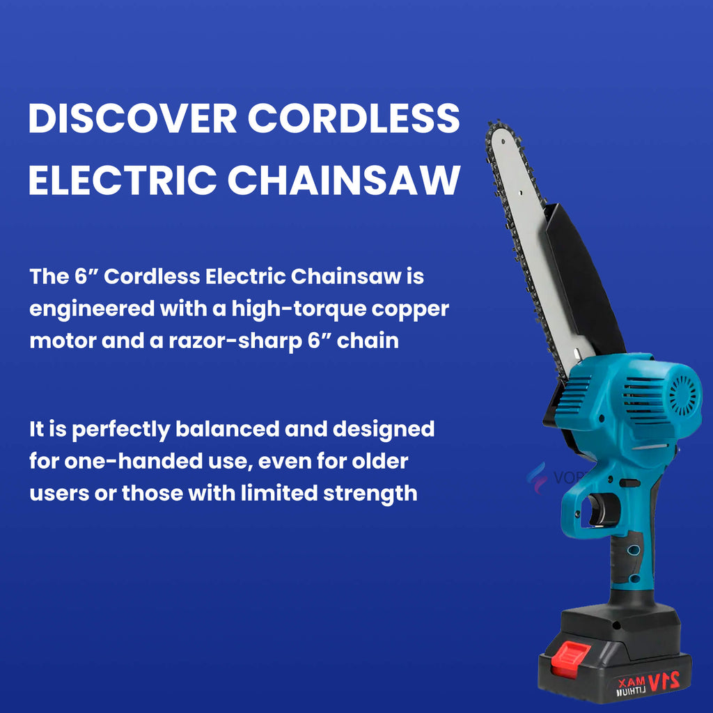 Cordless Electric Chainsaw | Lightweight, Ergonomic Design & Ideal for Effortless Garden Trimming