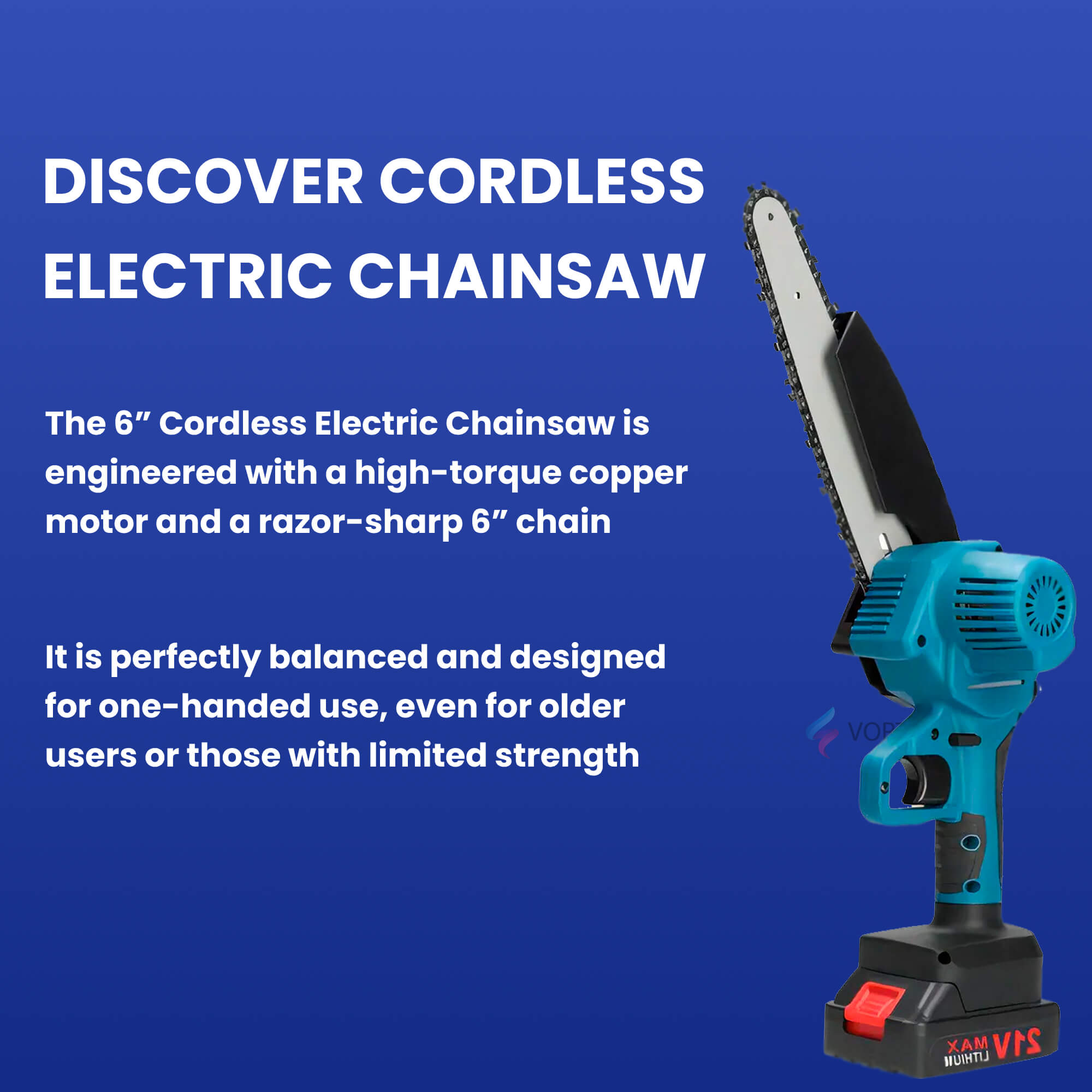Cordless Electric Chainsaw | Lightweight, Ergonomic Design & Ideal for Effortless Garden Trimming