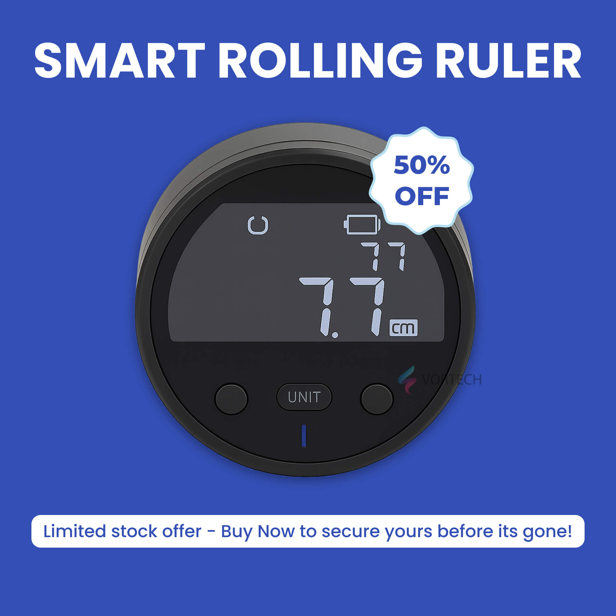 Smart Rolling Ruler | Digital Measurement Tool with LCD Display for Accurate Length Measurements