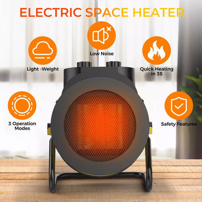 Portable Electric Heater – Perfect for Home, Patio, or Greenhouse– Quick Heat & IPX4 Waterproof