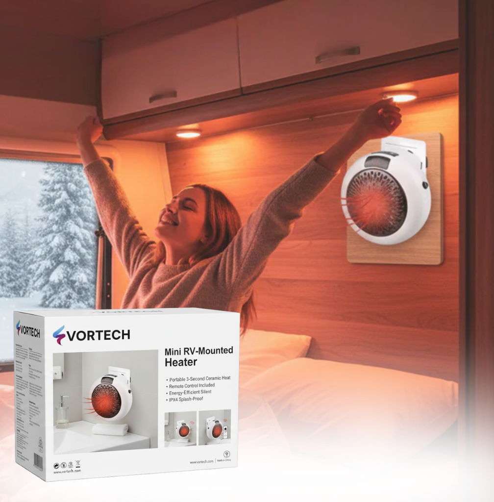 Mini RV Wall-Mounted Heater | Portable 3-Second Rapid Ceramic Heat with Remote Control and Energy-Efficient Silent Operation
