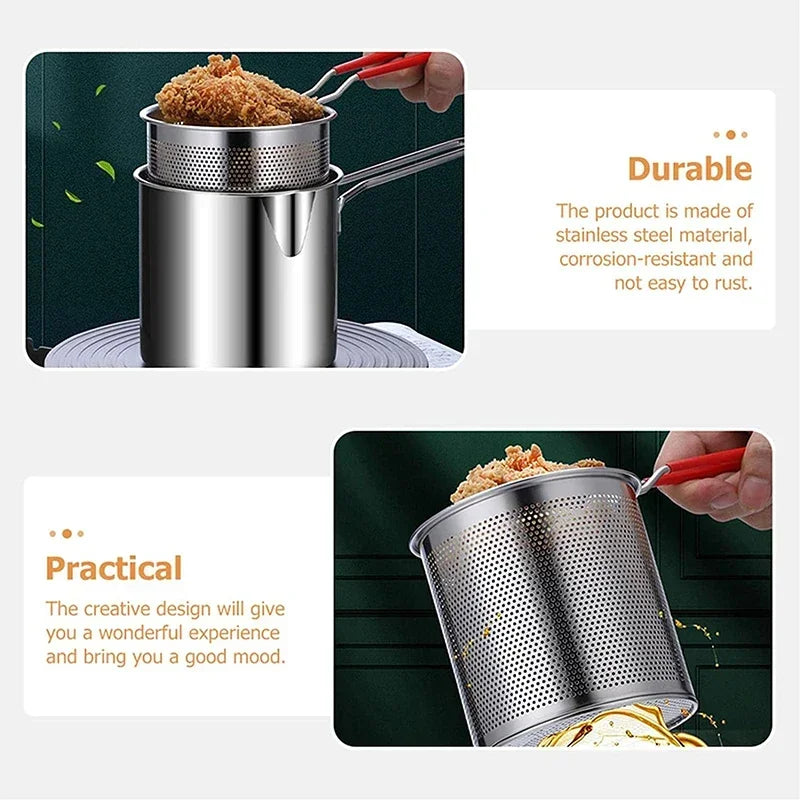 304 Stainless Steel Deep Frying Pot | Durable, Multi-Functional & Ideal for Frying Chicken, Tempura & More