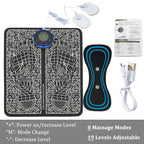EMS Foot Massager Mat – 8 Modes & 19 Levels | Rechargeable