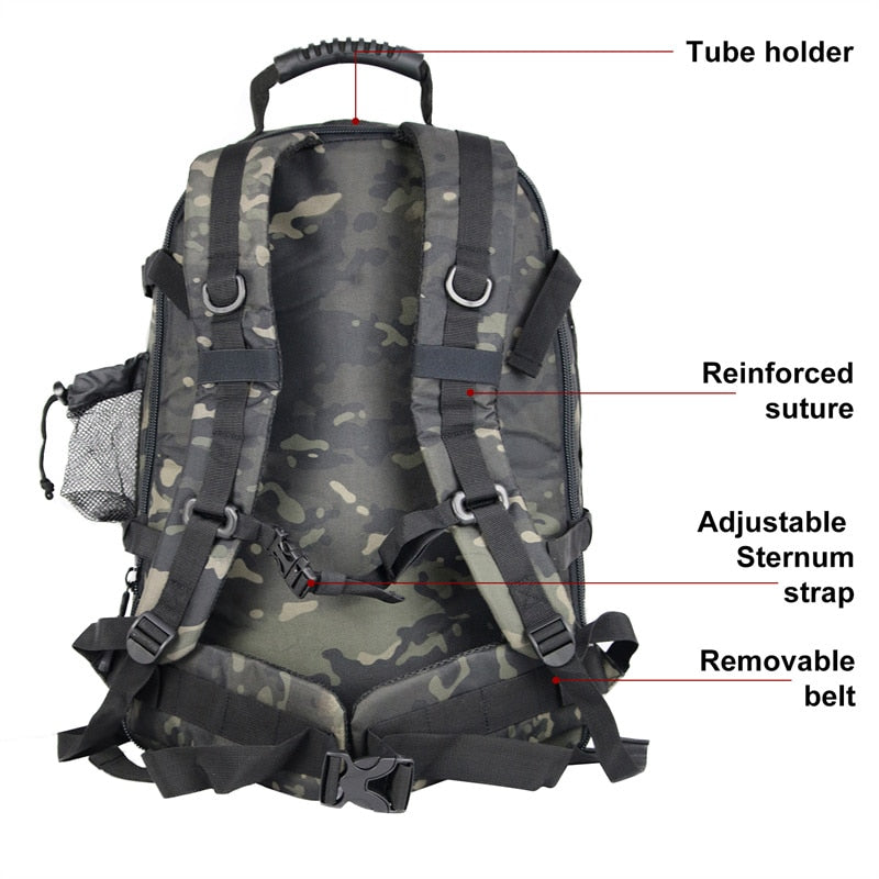 60L Military Tactical Backpack - Expandable Waterproof Rucksack for Camping, Hiking, Travel & Outdoor Adventures