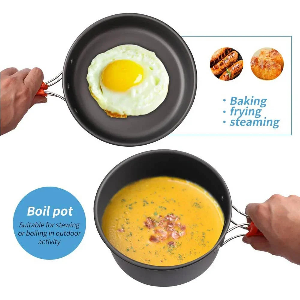 Portable Camping Cookware Set - Lightweight Non-Stick Cooking Kit for Hiking, Backpacking & Outdoor Adventures