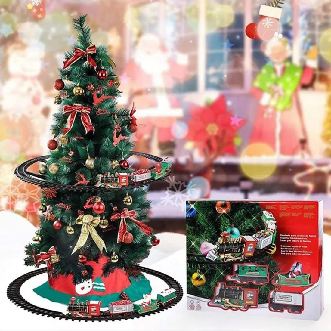 Christmas Electric Train Set | Realistic, Easy to Assemble & Safe for Kids, Perfect for Christmas Tree Decoration