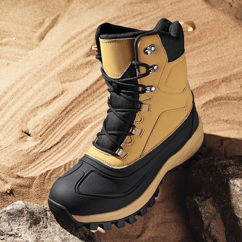 Men's Waterproof High-Top Snow Boots | Thickened Fleece Lining & Non-Slip for Cold Weather Hiking