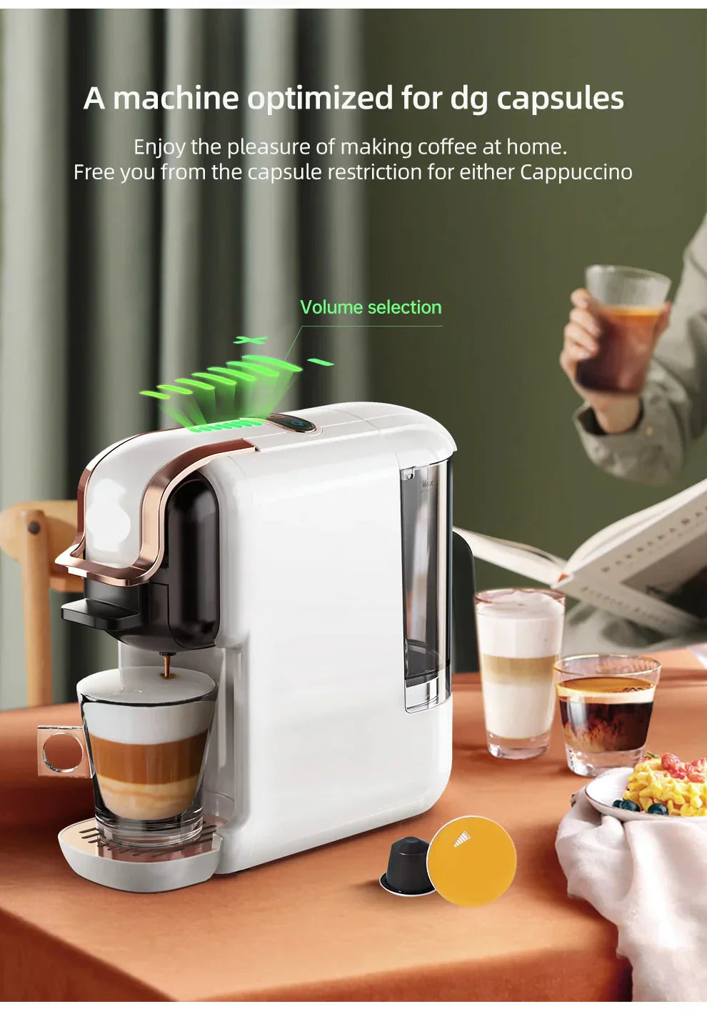5-in-1 Coffee Machine | 20-Bar Pressure, Milk Frother & Compatible with Nespresso, Dolce Gusto, ESE Pods for Home Brewing